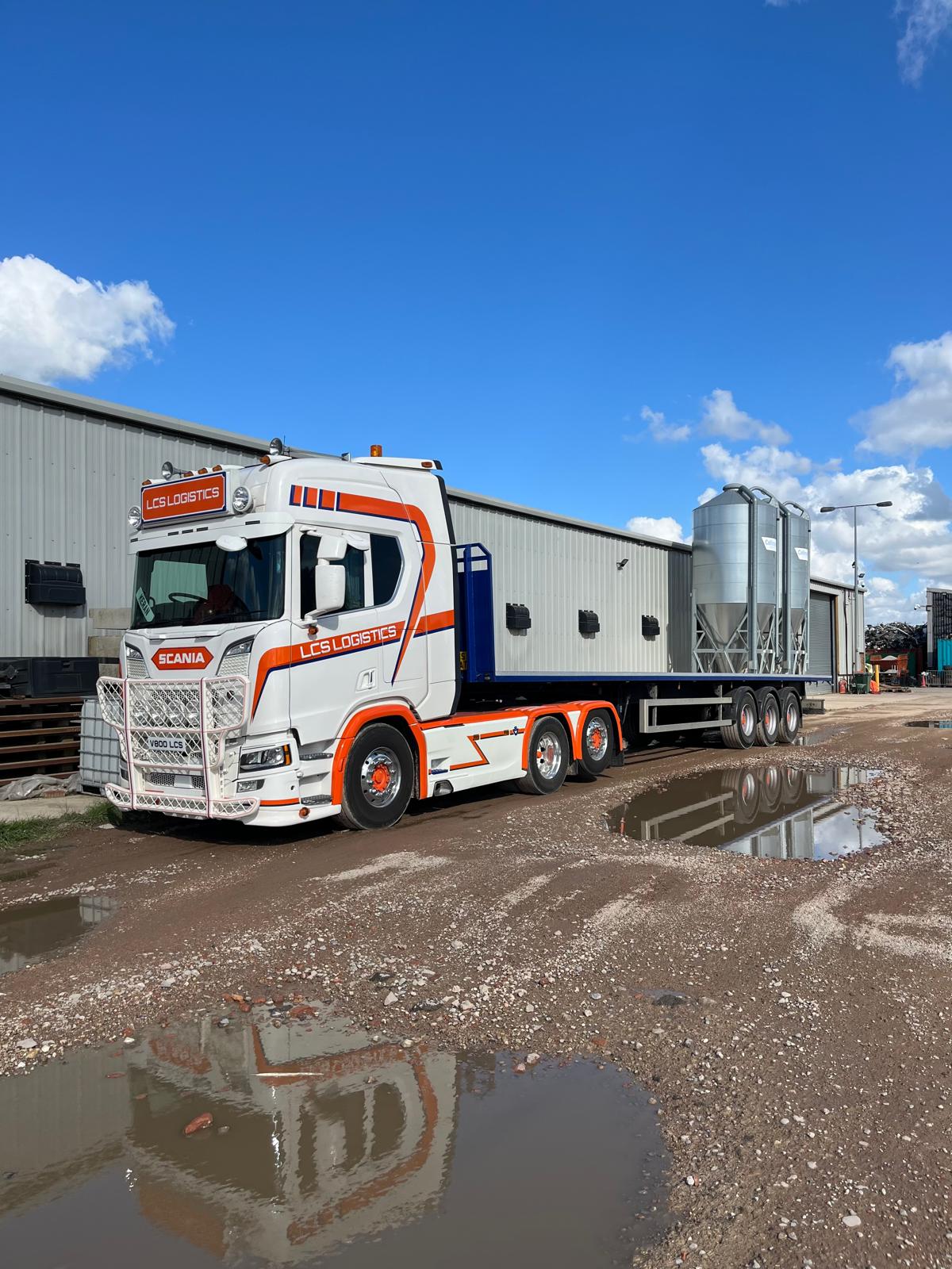 Scania flatbed haulage vehicle