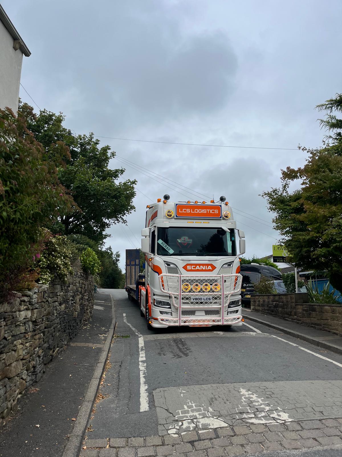 Scania flatbed haulage vehicle